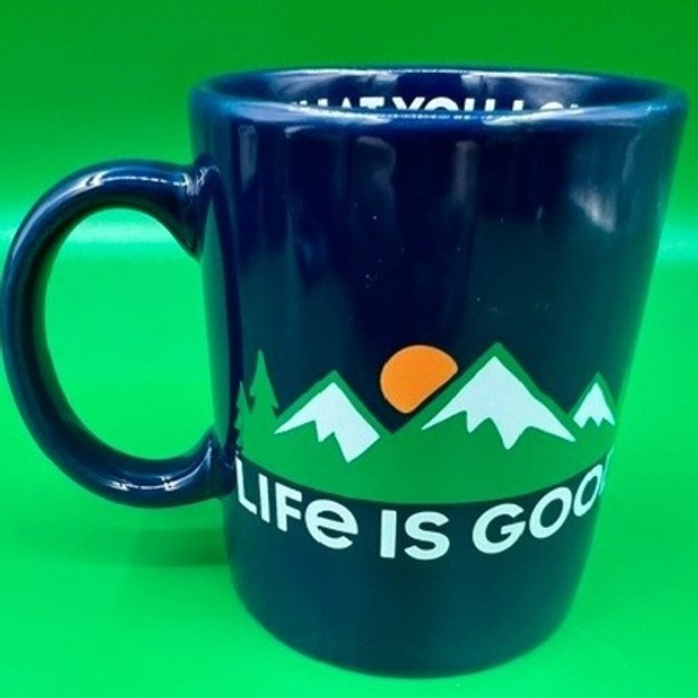 Life is Good Coffee Mug Unisex OS Navy Blue Mountain Graphic Inspirational Mug